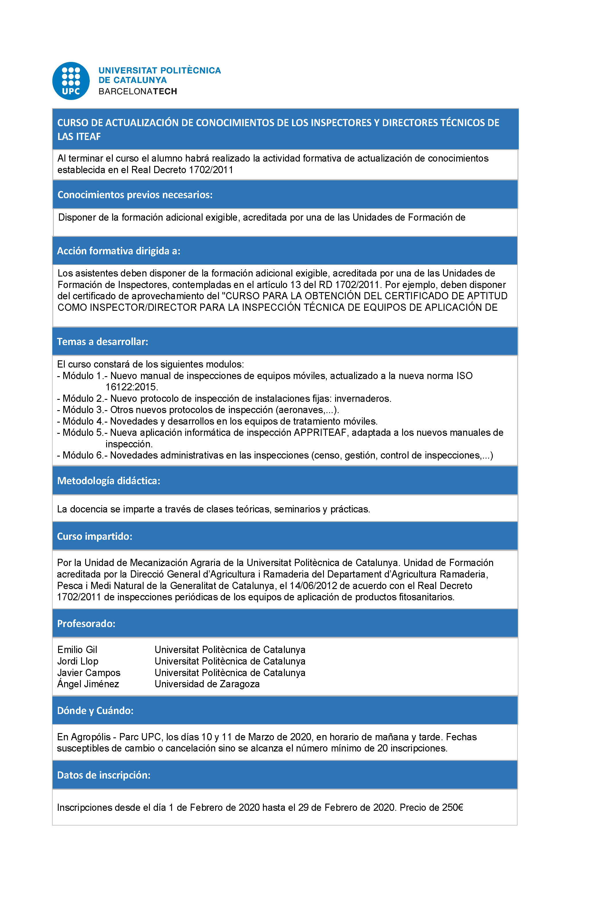 Curso actualizacion ITEAF